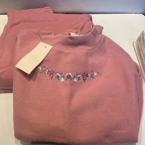 NWT & Vintage 1990s Mauve Fleece Set - Picture 1 of 4